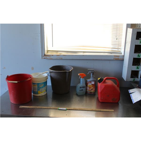 Plastic Pails, Jerry Can, Ant Killer, etc.
