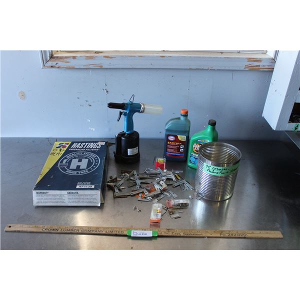 1/4" Air Riveter, Air Filter, Oils, L Brackets, etc.