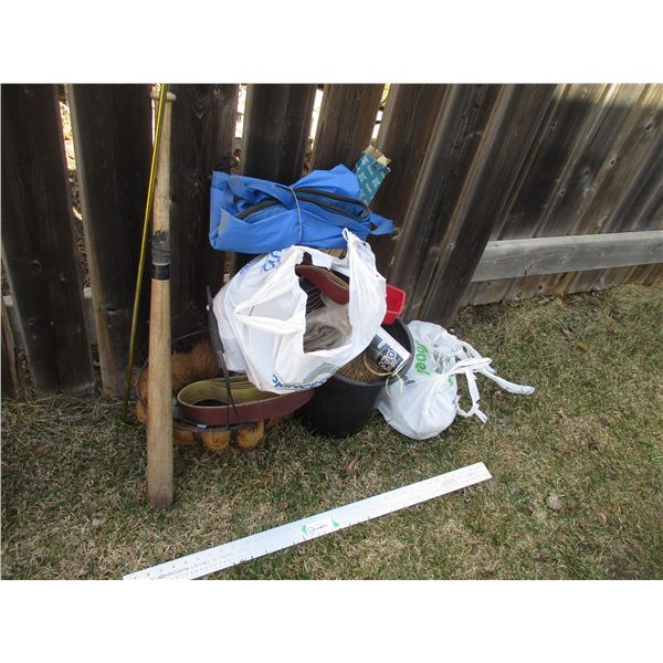 Sanding Belts, Bat, Curtain Rod, Twine, Planter, Spray Paint, etc.