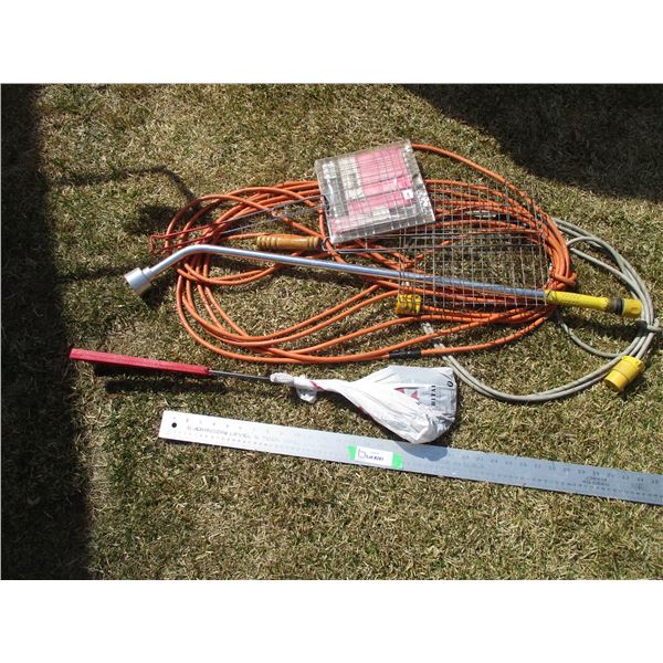 (2) Extension Cords, Watering Wand, Hamburger Grills, etc.