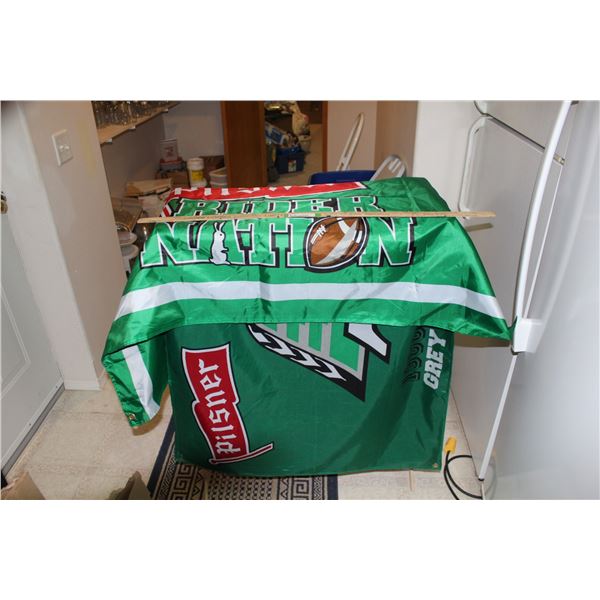 (2) Saskatchewan Rough Riders/Pilsner Flags