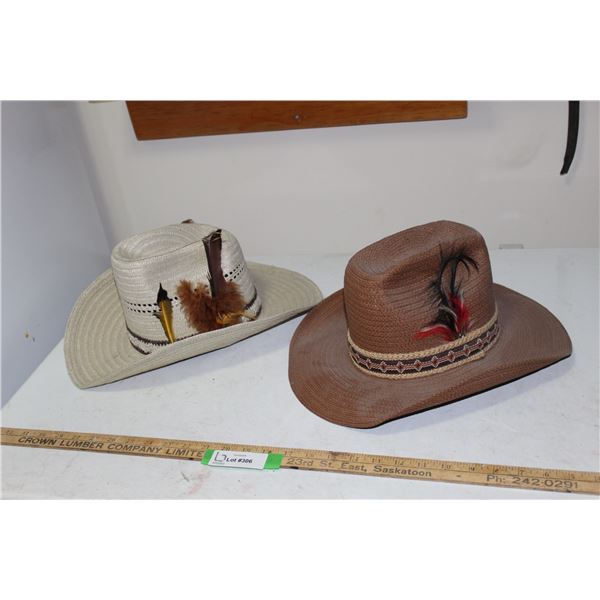 (2)Vintage Straw Cowboy Hats - Unknown Size