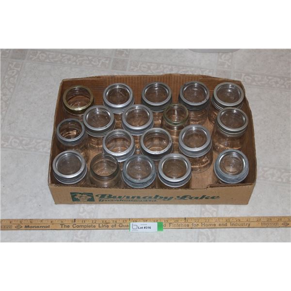 (18) Smaller Glass Sealer Jars w/Glass Lids & Rings