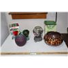 Image 1 : (2) Humming Bird Feeders, Strawberry Candle & Shallow Vase