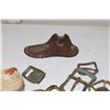 Image 4 : Various Leather Working/Harness Buckles, Small Cast Iron Shoe Form, Web Strap & Work Light