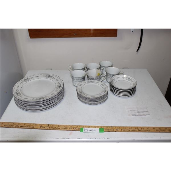 (24 pc) Fine Porcelain "Dianbe" China - (Six of Each Tea Cups, Saucers, Small And Large Plates)