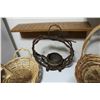 Image 4 : (3) Woven Baskets & Wooden Clock Housing