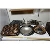Image 1 : Various Baking & Cooking Ware - Broiler Pan, (3) Muffin Pans, Frying Pan, Platter, (2) Glass Lids, P