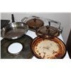Image 9 : Various Baking & Cooking Ware - Broiler Pan, (3) Muffin Pans, Frying Pan, Platter, (2) Glass Lids, P