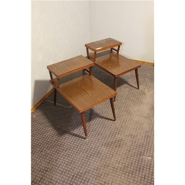 (2) Vintage Mid-Century Tiered End Tables