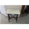 Image 1 : Table w/Cast Iron Sewing Machine Base & Wood w/Puckboard Top