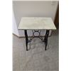 Image 4 : Table w/Cast Iron Sewing Machine Base & Wood w/Puckboard Top