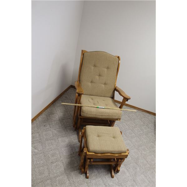 Vintage Glider Rocking Chair & Ottoman