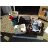 Image 1 : Pails, Patio Lantern Lights, Rain Gauge, Table Top Propane Barbecue, Shelving Brackets, Sink, etc.