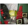 Image 4 : Wreath, Ornamental Christmas Tree, (2) Bird Picture Frames, Bows, Snowman Ornament, Ball Ornaments,