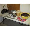 Image 1 : Fireplace Log Holder, Baskets, Plastic Basin, Brace, etc.