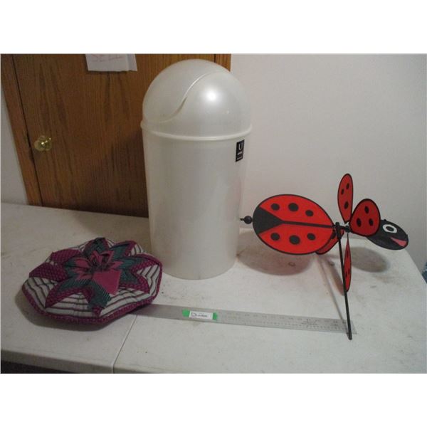 Garbage Can, Cushion, Ladybug Lawn Ornament