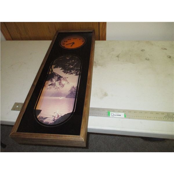 Decorative Wall Clock - Lake Scene - Battery Operated - 34" Long