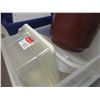 Image 4 : (3) Large Totes, (2) Smaller Storage Containers, Cushion, Brown Flower Pot