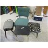 Image 1 : Upholstered Chair, Foot Stool, Stacking Stools, Bedside Table