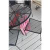 Image 2 : Metal Patio Set: Round Table - 42" Diameter, (5) Chairs, Umbrella & Stand, Chair Cushions