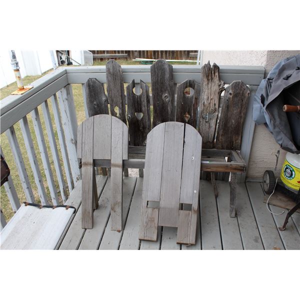 Planter/Bench Made from Reclaimed Lumber - 4' Wide; Two Piece Wooden Lawn Chair