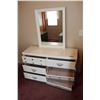 Image 4 : Single Bed, Dresser - 48" x 16" - With Mirror, Chest of Drawers - 28" x 16" x 32"