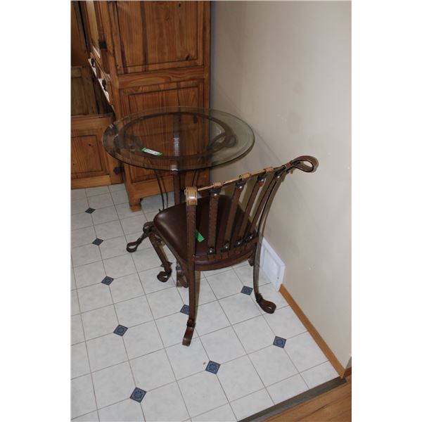Bistro Set: Glass Top Table - 28" Diameter, Chair