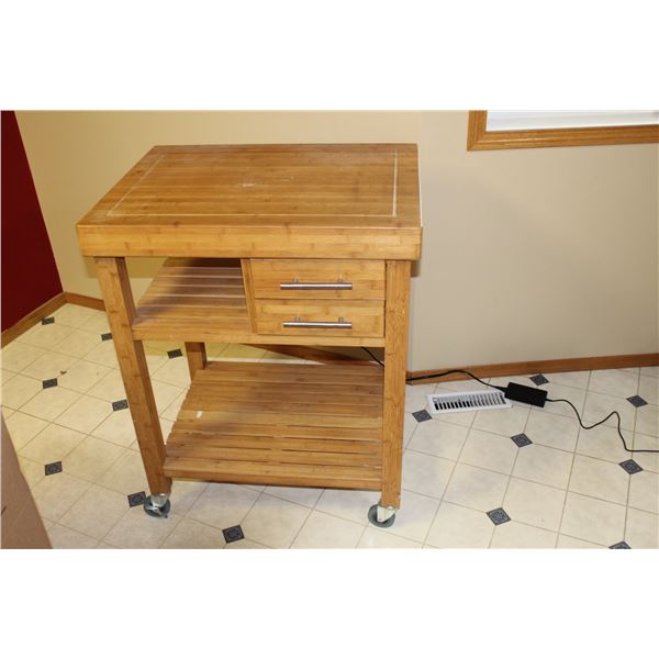Wooden Microwave Stand on Casters - 29" x 22" x 36"