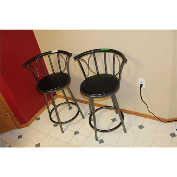 (2 Times Bid Price) (2) Black Swivel Bar Stools - 33" High