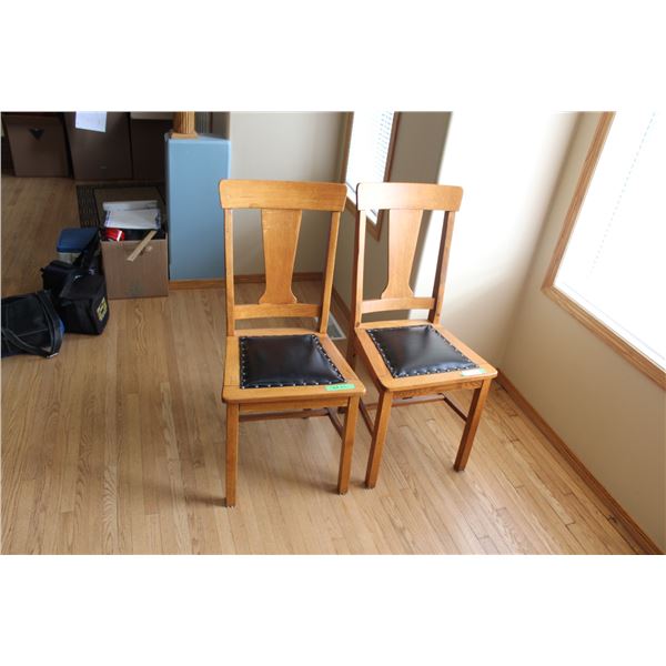 (2) Wooden Chairs With Upholstered Seats