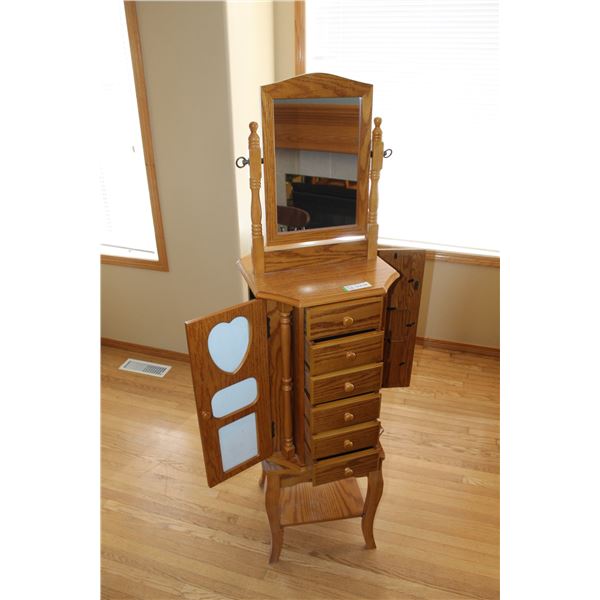 Swivel Cabinet - 6' High - Mirror, Drawers, Shelves
