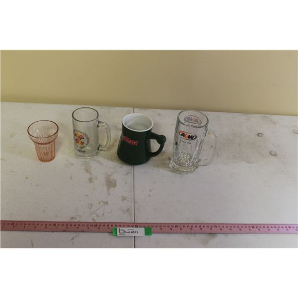 A&W Mug, Pilsner Mug, Celebrate Sask. Mug, Pink Depression Glass