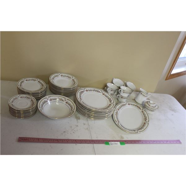 Set of China: Plates, Bowls, Cups & Saucers, Platter, Cream & Sugar, Serving Bowl
