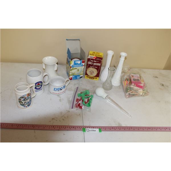 Vases, Mugs, Cookie Cutters, Jar Lids, Candles, Turkey Baster, etc.