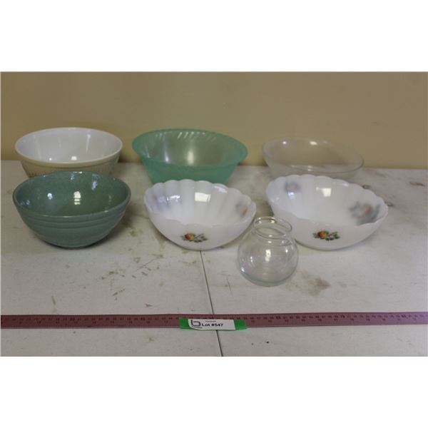 Assortment of Mixing Bowls, Bud Vase