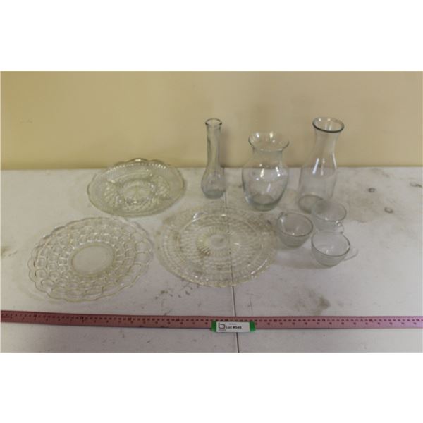Glass Vases, Glass Plates, Glass Divided Dish, Cups