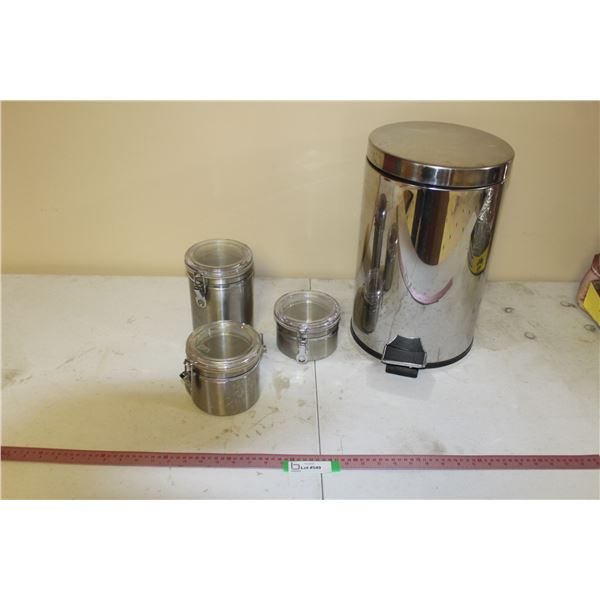 Step-On Garbage Can, 3 Piece Cannister Set
