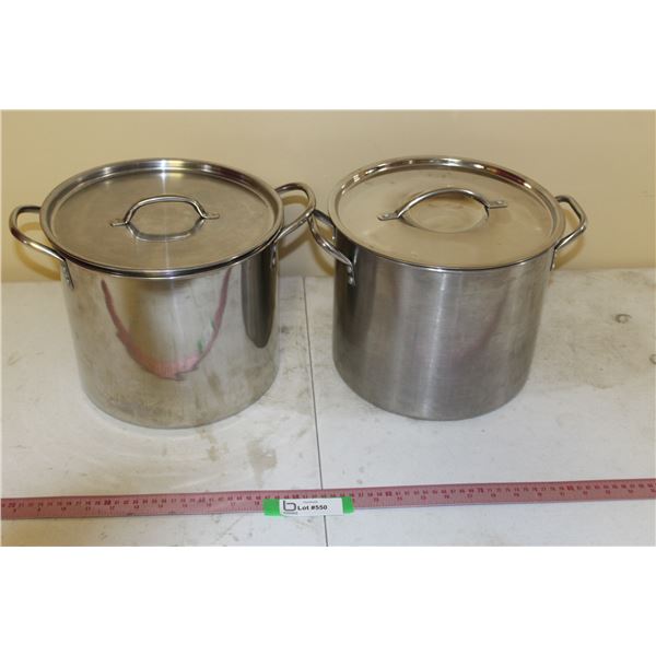 (2) Large Stainless Steel Cooking Pots