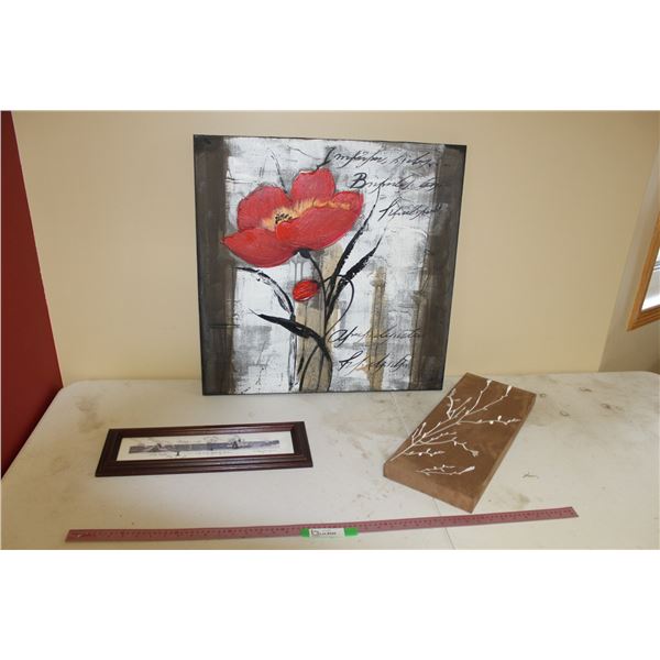 (3) Pictures - 26" x 26"; 20" x 8";  18" x 6"