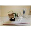 Image 1 : Basket, Vases, Candle Holders With Candles, Soap Dish, etc.