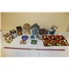 Image 1 : Tray, Collector Tins, Tin Basket, Birchbark Container, Birdhouse, Ornaments, Hedgehog Shoe, Ornament