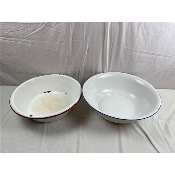 2 Large Enamelled Bowls