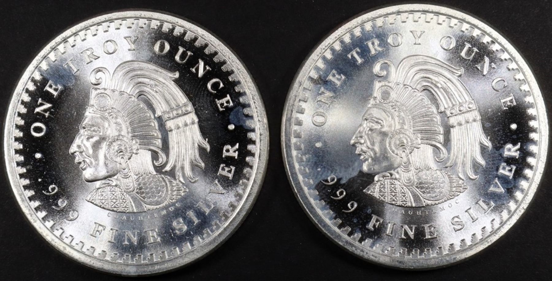 (2) 1 OZ .999 SILVER AZTEC CALENDAR ROUNDS