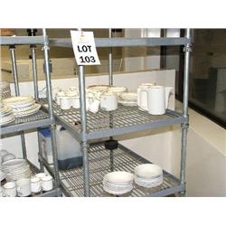 CRAVEN HYGENE SHELF & QTY OF ASSORTED CROCKERY