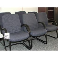 SET OF 6 BLUE MATCHING OFFICE CHAIRS.