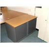 Image 2 : DESK WITH RETURN, 1X  MOBILE PEDESTAL UNIT, 1 X 3 DRAWER PEDESTAL UNIT, 1 X LIGHT OAK & GREY TAMBOUR
