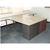 Image 1 : 2 X GREY DESK SYSTEM WITH 4 DRAWER BUILT UNDER PEDESTAL UNIT.