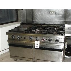 MBM G6 SF2 STAINLESS STEEL GAS OVEN WITH DOUBLE OVEN 4 RING HOB PARKING PLATE GRIDDLE & WATER TAP
