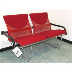 1 X RED & CHROME 2 SEATER RECEPTION CHAIR.